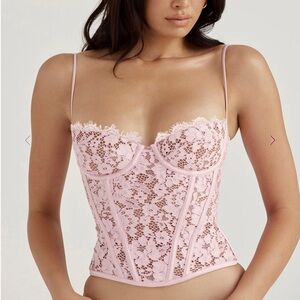 Pink Lace Balconette Bustier Corset Top house of CB Mila